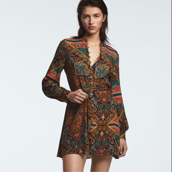 Zara Dresses & Skirts - Zara Multicolor Paisley Print Dress